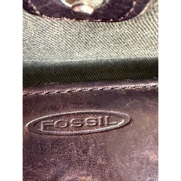 Vintage Fossil Long Wallet/Checkbook Clutch – Brown Leather, Basketweave Texture - Picture 3 of 9